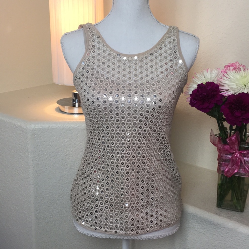 Sparkle! Sequins Mesh style Tank/Shell, Stunning!